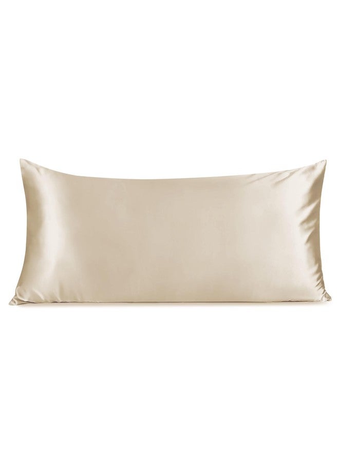 INFIIXSO Body Pillow Cover with Zipper, Luxury Mulberry Silk Body Pillow Case 20x54 Inches, Ultra Smooth and Soft Cooling Long Pillowcase, Gift for Women, Men(Beige) - Image 1